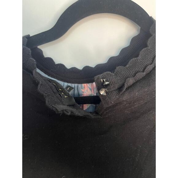 Ted Baker Floral Puff Sleeve Blouse Women Size 1 Black Red Tropical Top - Picture 4 of 7